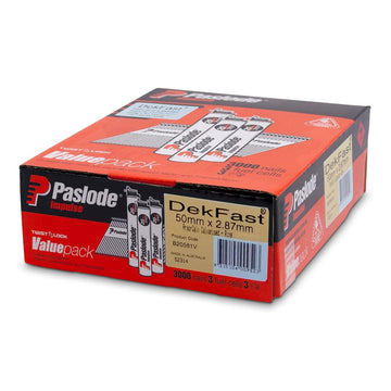 Buy online Paslode Dekfast 3000 Pack 50mm x 2.87mm Gal Impulse Nails from Canterbury Timbers and Building Supplies