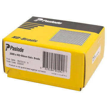 Buy online Paslode ND-Brad Gal Box 2000 50 X 2.03mm from Canterbury Timbers and Building Supplies