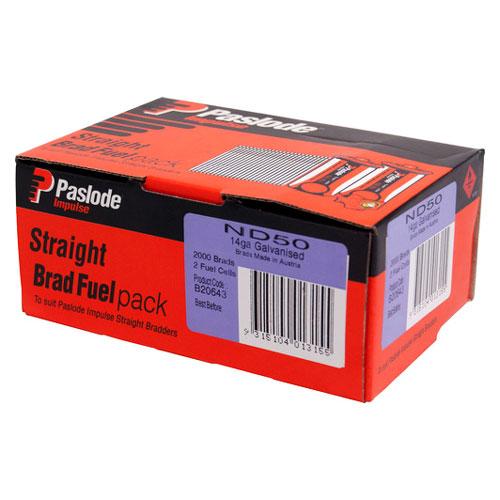 Buy online Paslode Gal ND50 Impulse Brad Nails 2000 Pack from Canterbury Timbers