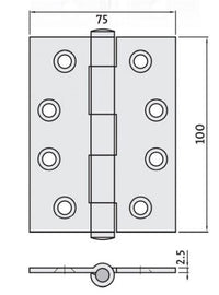 Architectural 304 Stainless Steel 100x75x2.5 Loose Pin Butt Hinge