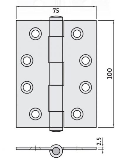 Architectural 304 Stainless Steel 100x75x2.5 Fixed Pin Butt Hinge