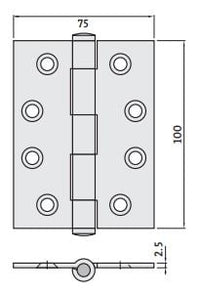 Architectural Prime Coated 100x75x2.5 Butt Hinge