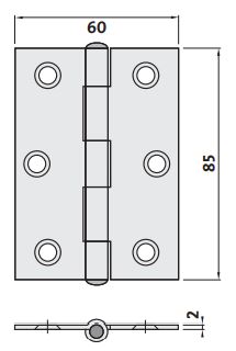 Architectural 304 Stainless Steel 85x60x2.0 Loose Pin Butt Hinge