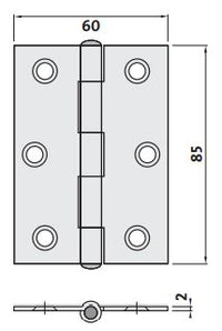 Architectural 304 Stainless Steel 85x60x2.0 Loose Pin Butt Hinge