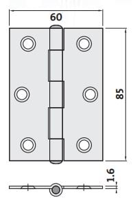 Light & Narrow Prime Coated 85x60x1.6 Fixed Pin Butt Hinge