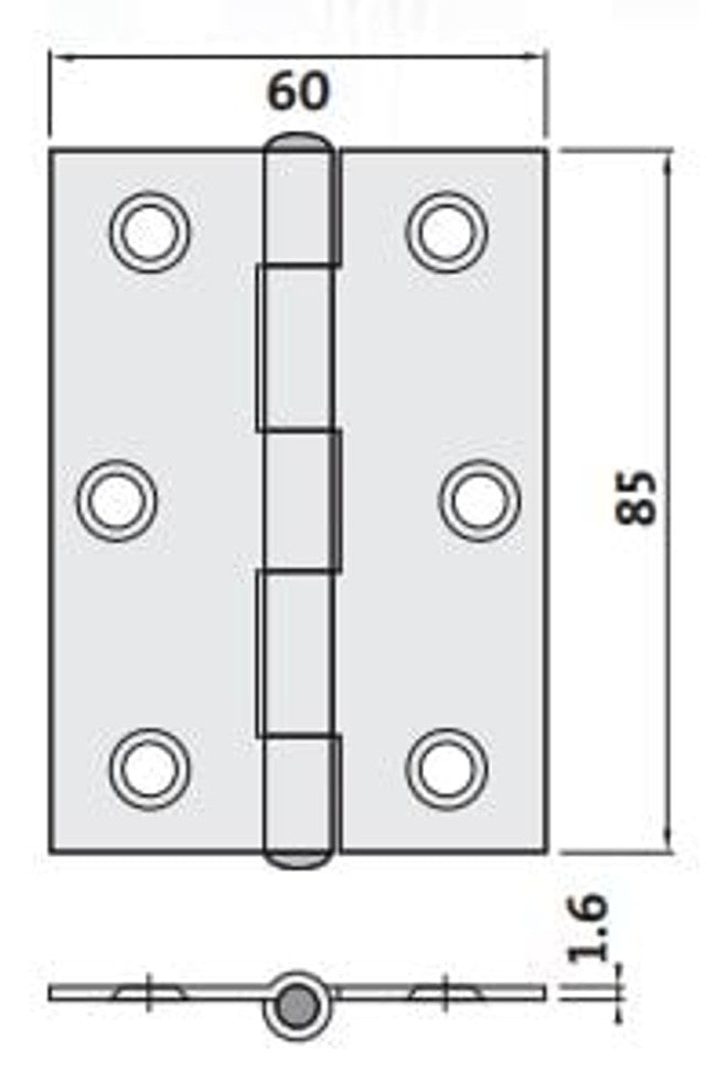 Light & Narrow Zinc Plated 85x60x1.6 Loose Pin Butt Hinge