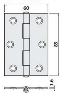 Light & Narrow Zinc Plated 85x60x1.6 Loose Pin Butt Hinge