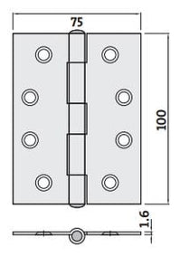 Light & Narrow Zinc Plated 100x75x1.6 Fixed Pin Butt Hinge