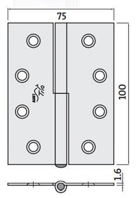 Lift-Off 304SS 100x75x1.6 Left-Hand Butt Hinge