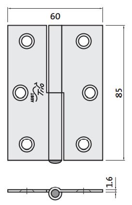 Lift-Off Zinc Plated 85x60x1.6 Right-Hand Butt Hinge