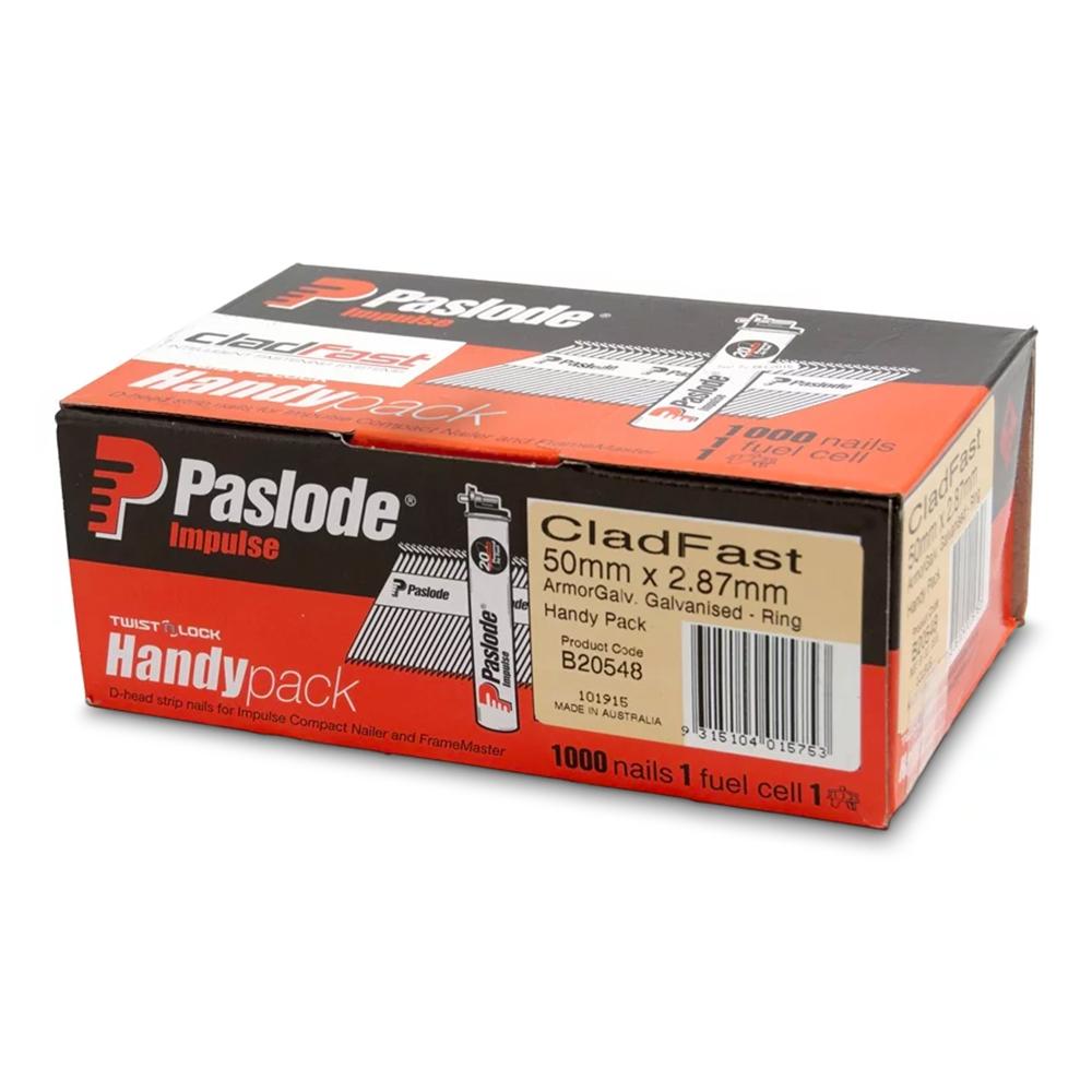 Buy online Paslode Handy Pack 50mm x 2.87 mm Gal Cladfast Nails from Canterbury Timbers and Building Supplies