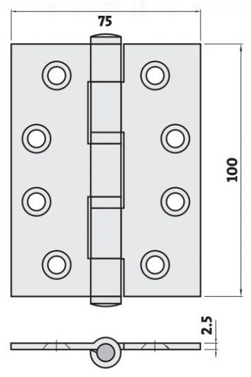 Architectural 304 Stainless Steel 100x75x2.5 Ball Bearing Butt Hinge