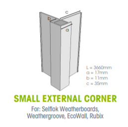 Buy Weathertex Small External Aluminium Corner 3660mm from Canterbury Timber