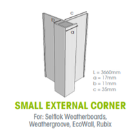 Buy Weathertex Small External Aluminium Corner 3660mm from Canterbury Timber